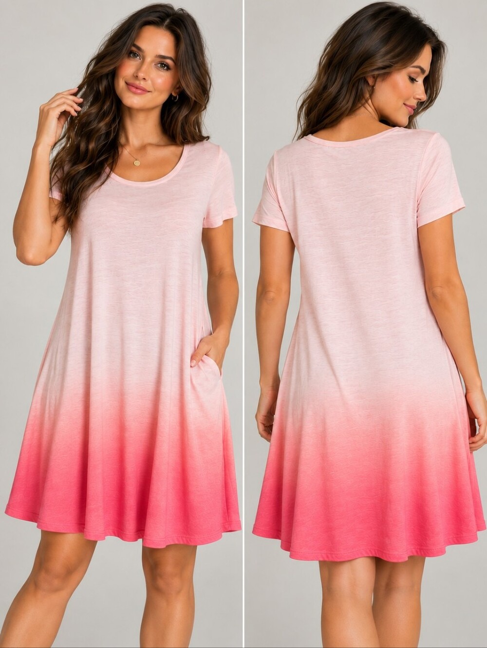 Lularoe Jessie Dress XS Pink Ombre A-line Pockets Knee Length